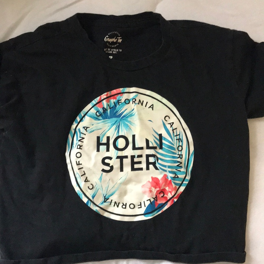 “hollister” cropped graphic tee